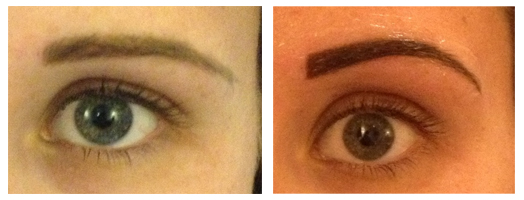 Eyebrow colour boost before and after